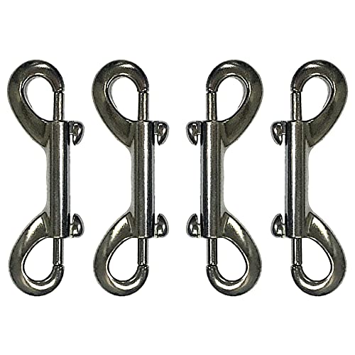 Xihuimay Pack of 4 Double Ended Bolt Snap Hook 3.5" Zinc Alloy Spring Hook Nickel Plated Metal Clips Trigger Chain Clips Multipurpose Hardware Buckle for Horse Tack Dog Leash Garage Use Black