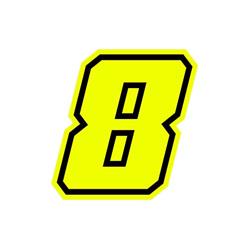 4R Quattroerre.it 13388 Racing Number 8 Moto GP, Neon Yellow, 10 x 10 cm