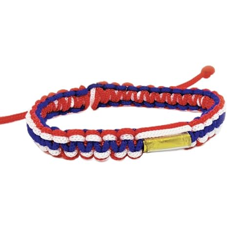 Parintha Bracelet bouddhiste Thailand Takrut porte-bonheur - Bracelet Corde aux couleurs de la Thaïlande fait main - Bracelet cordon talisman réglable en nylon très résistant, modèle unique unisexe