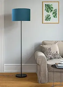 PRIME ANTIQUES Creative Lamps Corner Floor Lamp With Blue Drum Shade for Home Decor, Living Room, Bedroom & Office