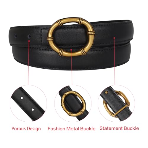 Image of Aurolran Women's Leather Belt with Buckle - Ideal for Dresses, Jeans, and Coats