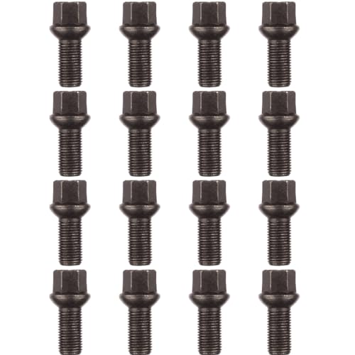 Ellis Excellence Set of 16 Alloy Wheel Bolts M14 x 1.5, 27mm Thread, Radius Seat, 17mm Hex (Black)