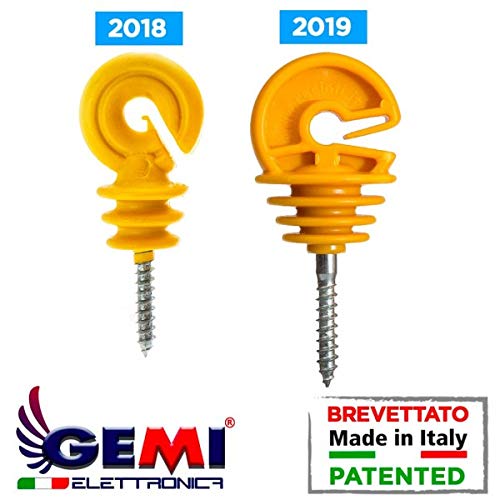 Gemi Elettronica Elektrozaun-Isolatoren für Holzpfosten, 700 Stück, mit UV-beständigem Gelbring, für Drähte bis 30 mm