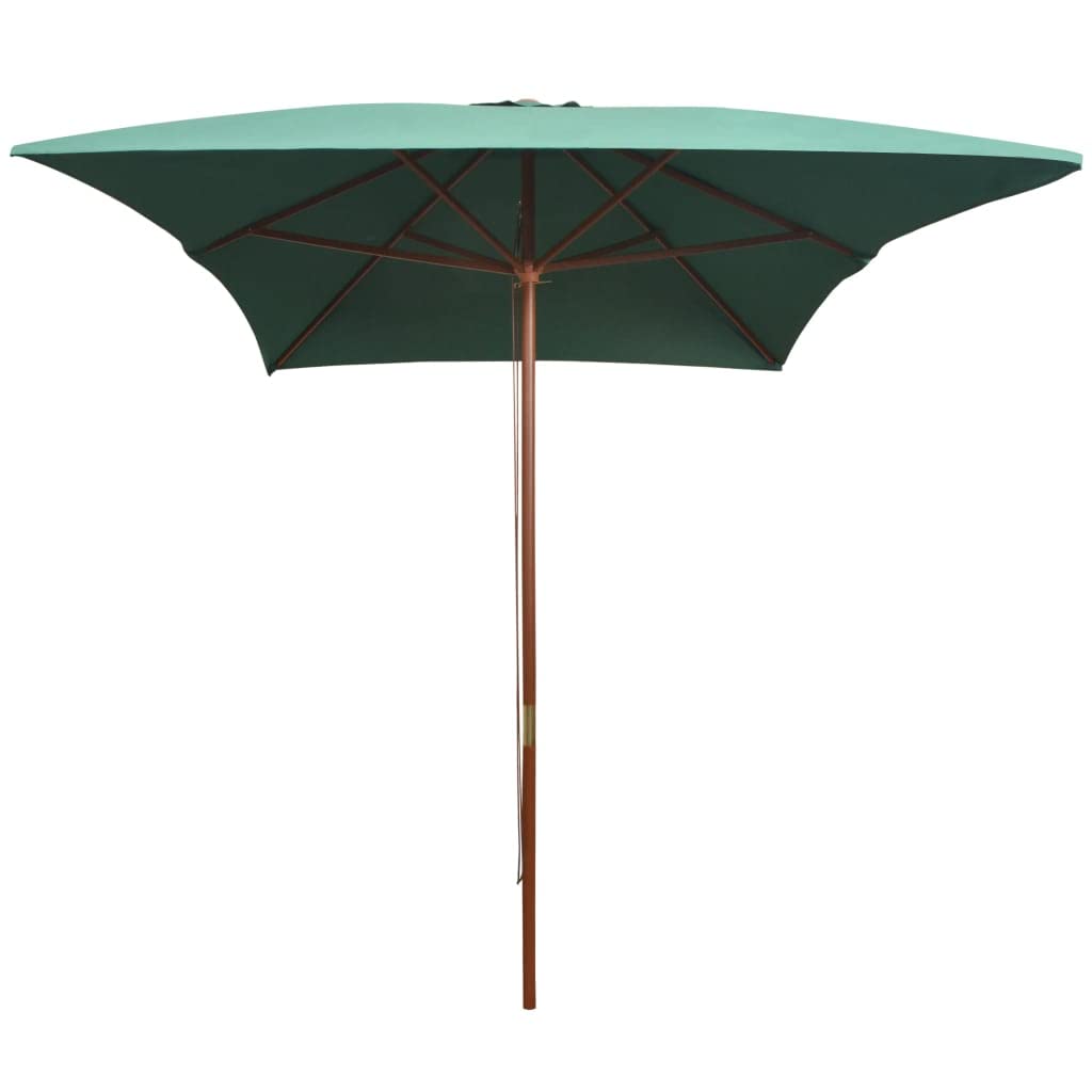Parasol przeciwsłoneczny z drewnianym masztem, 200 x 300 cm, bordowy, duży parasol ogrodowy z drewna z 6 stabilnymi żebrami, na taras i balkon, z korbą i kółkiem