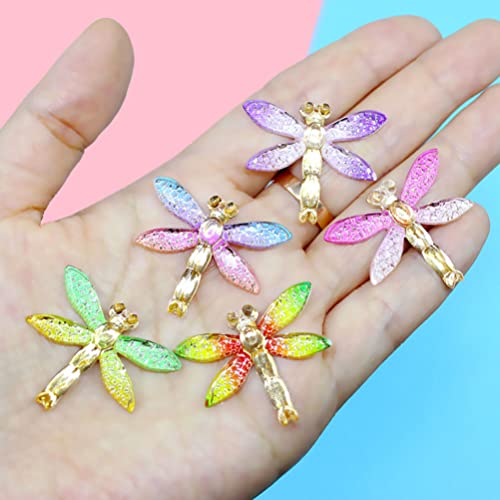 EXCEART 24Pcs Dragonfly Charms Acrylic Dragonfly Flat Back Charms Insect Connectors Embellishment for Jewelry Making DIY Crafts - Image 3