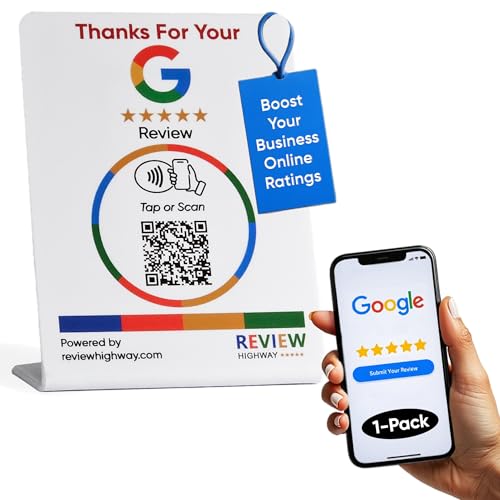 NFC Google Review Stand - Tap & QR Scan for Instant Reviews - No ...