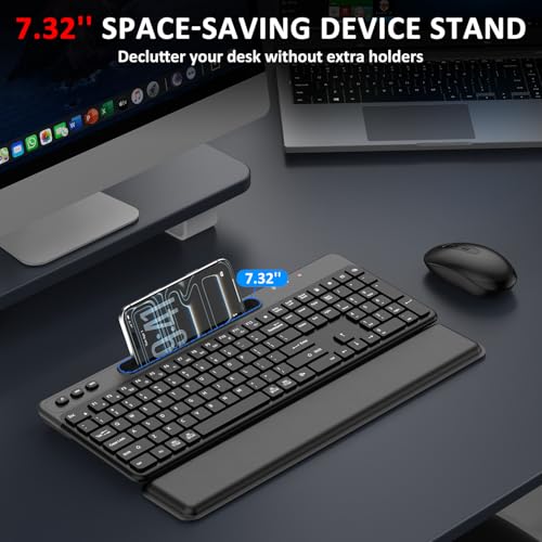 Wireless Keyboard and Mouse Combo, Full Size Ergonomic Silent Keys(Black) - image 4