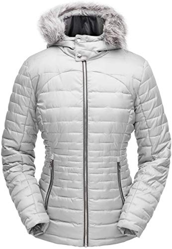 Spyder Women's Edyn Hoody Synthetic Down Jacket, Alloy/Alloy, Large