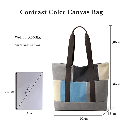 Image of CORIOS Women's Canvas Handbag Casual Shoulder Bag Patchwork Tote Bag