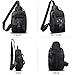 Genuine Leather Sling Bag for Men Crossbody Backpack Handmade Hiking Daypack Motorcycle Chest Shoulder Purses (Black)