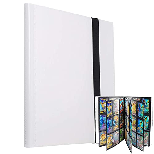 SunAurora Álbum Colección Tarjetas, Impermeable Álbum Bolsillos para Cartas Coleccionables - Contener 360 Tarjetas (Blanco) Cover