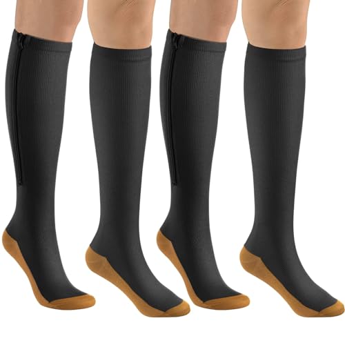 Image of bropite Zipper Compression Socks Women & Men|15-20mmHg closed Toe knee high