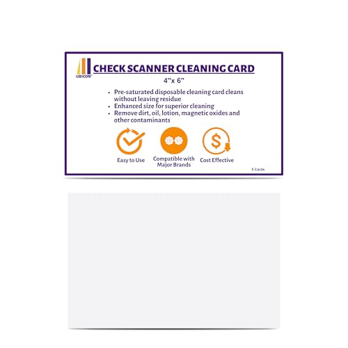 UBICON Cleaning Cards for Standard Check Scanners, 6"x4", 10 Pack
