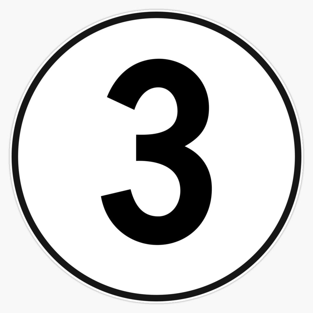 3. 3rd. Three. Third. Number Three. Number 3. Racing. Competition. On Navy Blue. Bumper Sticker Vinyl Decal 5"