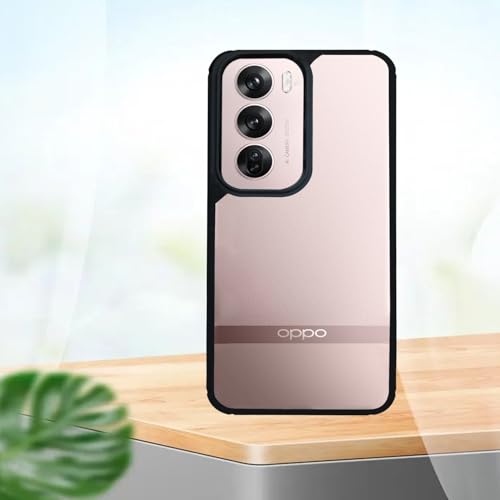 Image of AIBEX Crystal Clear Back Case Compatible with Oppo Reno 12 5G Back Cover Case | 360 Degree Protection | Shock Proof Design | Transparent Back Cover (PC & TPU, Black)
