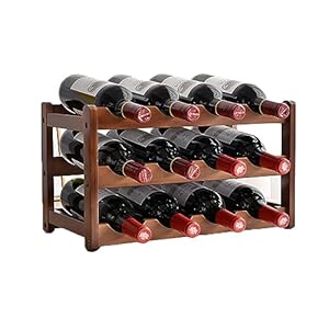 12 Bottle Wooden Wine Rack,3 Tier Free Standing Wine Storage Holder, Countertop Wine Rack, Wine Display Shelves for Home Kitchen, Pantry, Wine Cellar, Bar