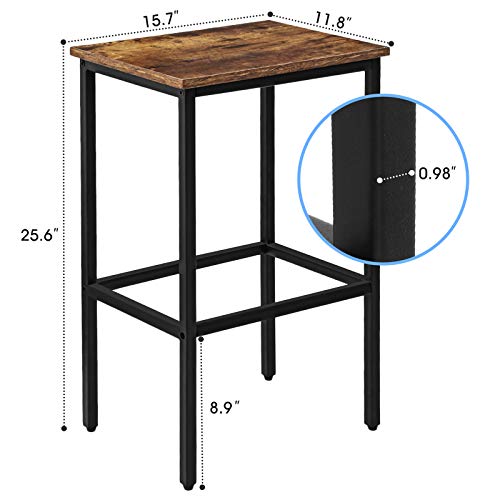KINGSO Bar Stools, Set of 2 Bar Chairs, Kitchen Breakfast Stools Industrial Bar Chairs with Adjustable Footrest for Living Room, Party Room, Kitchen, Pub, Rustic Brown - Thumbnail 3