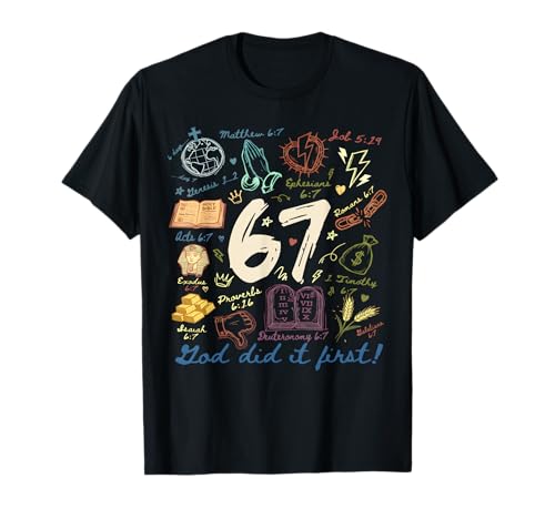 Vintage God Did It First 67 Six Seven Meme Christian Bible T-Shirt