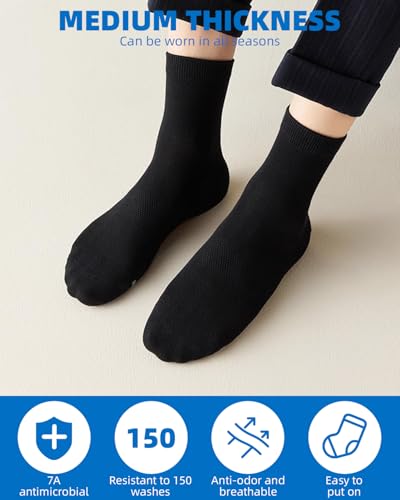 7Pack Men’s Athletic Ankle No Show Mid-Crew Socks Moisture-Wicking Cushion Sport Running3