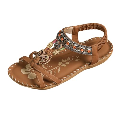 Sandalias de verano para mujer, elegantes, separadoras de dedos, cómodas, planas, ortopédicas, con plantilla transpirable, para playa, vacaciones, ocio, Brown, 37.5 EU
