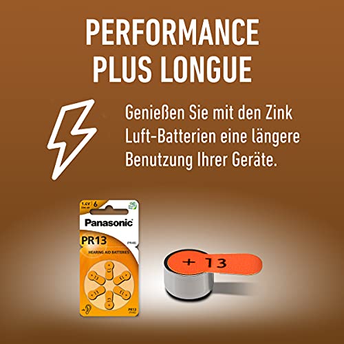 PANASONIC 6 piles pour appareil auditif Panasonic Zinc-Air PR13 0% Mercury/Hg - Orange