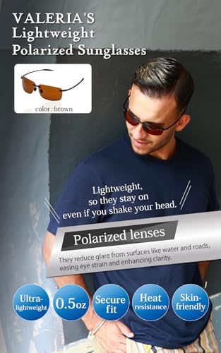 valeria Polarized Lightweight Sunglasses [13g Ultra-Light] UV Protection Sports & Outdoor Hard Case Included2