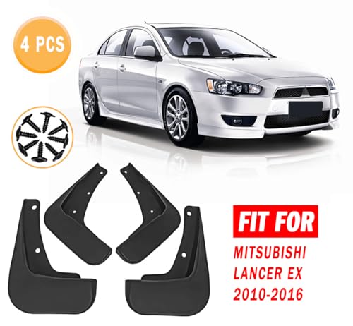 Image of Mud Flaps Guards Fit for 2010-2016 Mitsubishi Lancer EX, Front & Rear Splash Guards Accessories - 4 Pc, Black