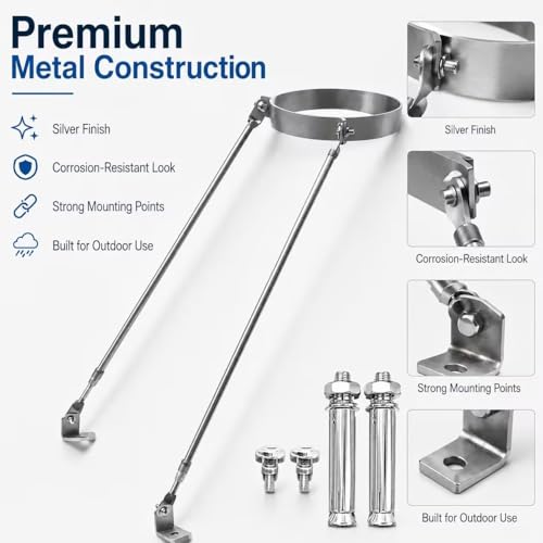 Support de toit rallongé robuste de 103mm pour stabiliser les cheminées face aux tempêtes