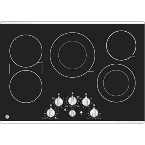 Ge Pp7030Djbb 30 Inch Electric Cooktop With 5 Radiant, Bridge Syncburners, 9/6 Inch Power Boil Element, Keep Warm Setting, Red Led Backlit Knobs, Ada Compliant Fits Guarantee #TOP2
