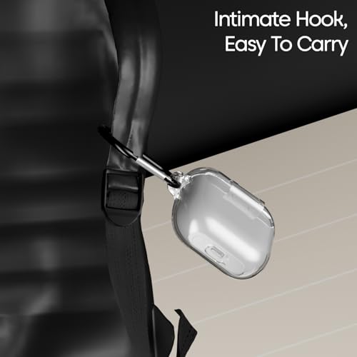 Image of Sounce Earphone Case Cover for Samsung Galaxy Buds 3 Pro and Galaxy Buds 3 TWS Soft Silicone Skin Case Cover Shock Absorbing Protective Case with Keychain [Front LED Visible] - Transparent