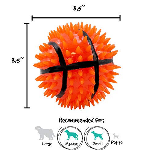 Gnawsome 3.5” Squeak & Light Basketball Dog Toy - Medium, Cleans Teeth And Promotes Dental And Gum Health For Your Pet, Colors Will Vary #TOP3