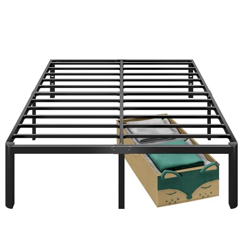 Fohigor 14 Inch Full Bed Frame with Round Corners, Heavy Duty Metal Platform Bed Frame Full Size, Noise Free, No Box Spring Needed, Easy Assembly - Durable and Elegant, Black