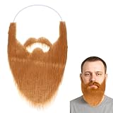 1 Stück Halloween Schnurrbart, Lustige Fake Bart, Braun Gefälschte Bärte mit Gummiband, Realistischer Schnauzer für Cosplay Zubehör, Theme Party Weihnachten und Halloween