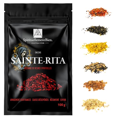 Encens Résine Sainte Rita Pur 100% Naturel 100g - Résine Authentique pour Fumigation, Protection, Apaisement et Espoir