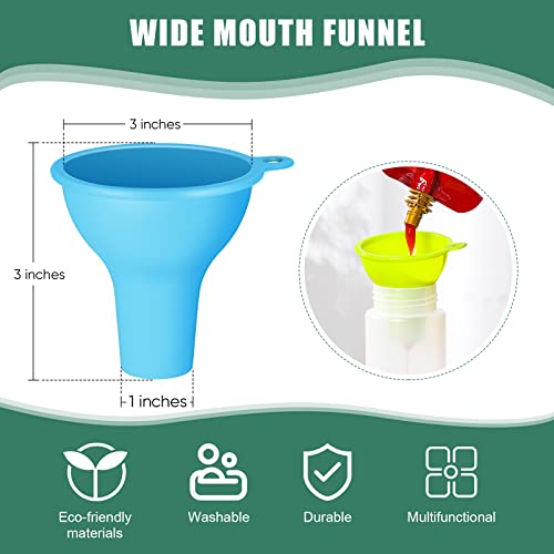 Silicone Funnels 4 Pieces Wide Mouth Funnel Flexible Condiment Funnel Sauce Funnel Canning Funnel Set For Home Restaurant Kitchen Squeeze Bottles Jars Cans, 3.2 X 1 Inch(Mixed Colors) #TOP1