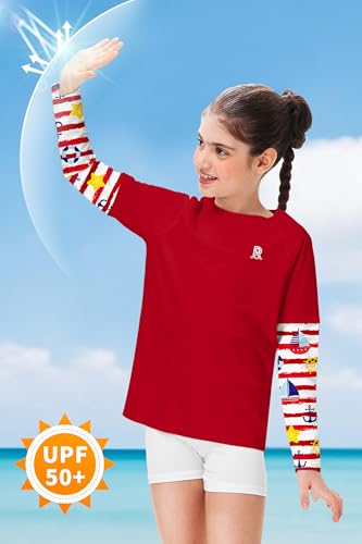 Remimi Unisex Kids Rash Guard SPF 50+ Long Sleeve Sun Shirt Athletic Fishing Shirts 3-12 Years3