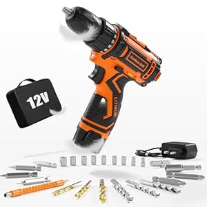 Akkuschrauber Set, 12V Akku Bohrschrauber, 2 Gang Akkubohrer, 25+1 Drehmomenteinstellungen, 25 Nm Drehmoment, 2Ah Akku, 25 Zubehörteile, LED-Leuchte, für Wartungs und Heimwerkerarbeiten