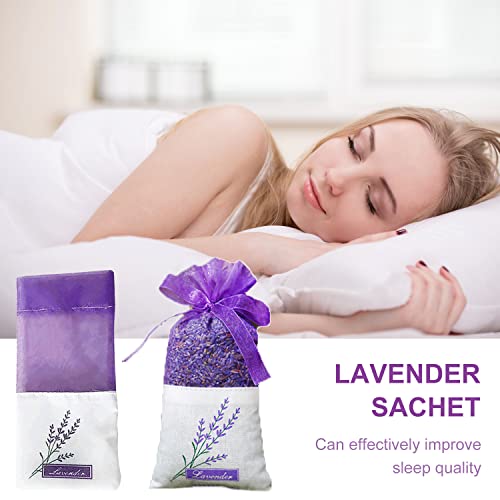 QEEQPF 30 Lavender Bags with 30 Thread Ribbons, Purple Organza Bags, Scented Organiser for Small Items Medium Spice Storage - Image 3