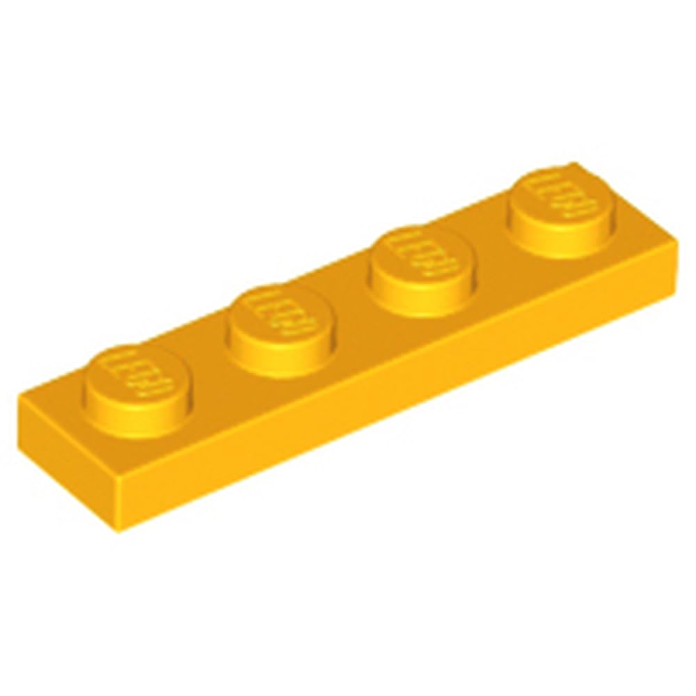 LEGO Plate 1x4, Building Brick Part 3710, Part 3710, Choose Your Colour (Bright Light Orange, 10, Bricks)