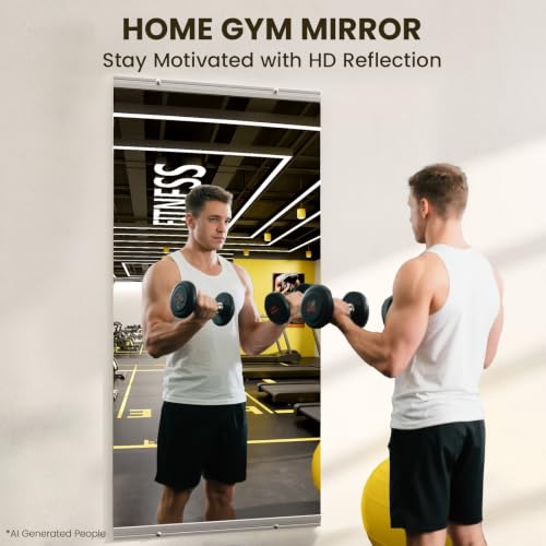 Image of LOAAO Gym Mirror, 56 inchx24 inch-1 PCS Mirror for Gym, Flexible Combination, Tempered Glass, Gym Wall Mirror for Home Gym, Dance Studio, Yoga Room, Garage Gym, Workout Room
