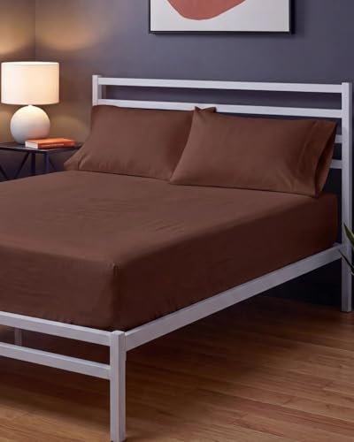 Image of Sleepy Town Cal King Size Bed Sheets - 3 Piece - NO Flat Sheet Included - California King Sheet Set - Soft, Comfy & Cooling - Easy Care - Wrinkle & Fade Free - Brushed Microfiber Bed Sheets (Brown)