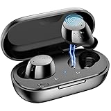 kurdene Wireless Earbuds, Mini Bluetooth Call Noise Canceling Headphones with Mic 40H Playtime Deep Bass Stereo in-Ear Earbud Lightweight IPX5 Waterproof for iPhone, Android-Black