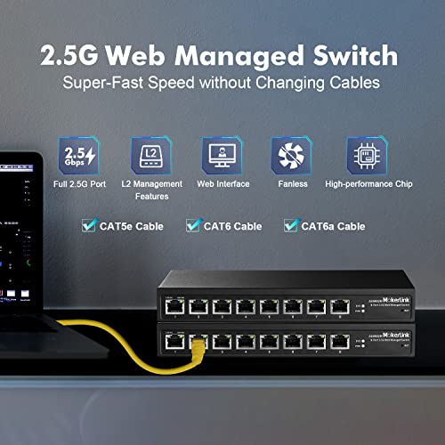 Image of MokerLink 8 Port 2.5G Ethernet Managed Switch, 8 x 2.5GBASE-T Ports, Compatible with 10 /100 /1000Mbps, L2 Web Managed Fanless Network Switch