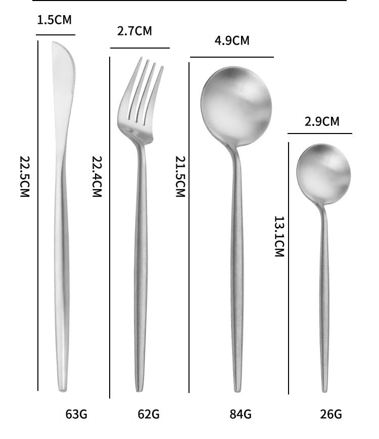 ONUIFIKE Silverware Set, 4/16/24/32/40/48 Pieces Stainless Steel Tableware Portuguese Knife, Fork And Spoon Set Steak Knife Fork Coffee Spoon, Home Cutlery Flatware Set(32 Piece set for 8)