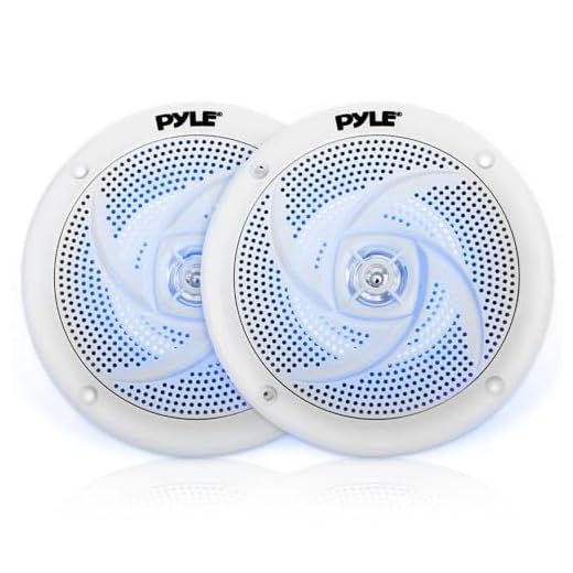 Pyle Marine Speakers - 5.25 Inch 2 Way Waterproof and Weather Resistant Outdoor Audio Stereo Sound System with LED Lights, 180 Watt Power and Low Profile Slim Style - 1 Pair - PLMRS53WL