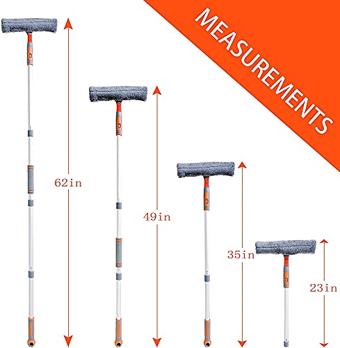 AIRLIWELL Professioneller Fensterwischerreiniger, 2-in-1-Duschwischer mit Verlängerungsstange, Teleskop-Fensterreiniger mit flexiblem Kopf, Glasreinigungswerkzeuge für den Innen- und Außenbereich, für