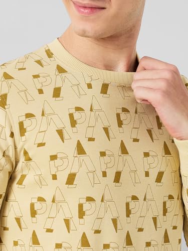 Image of Park Avenue Men Slim Fit Print Pattern Cotton Polyester Blend Full Sleeve Rib Neck Casual Sweatshirt