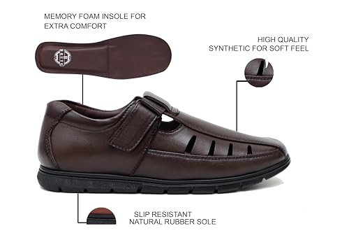 Image of BRUTE Faux Leather Sandals for Men | Fisherman Sandals | Closed Ethnic Sandals