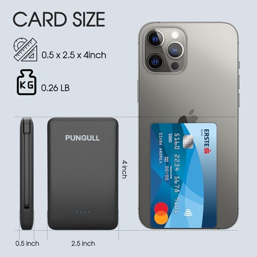 Cargador portátil slim 5000mAh con cable incorporado USB-C miniatura 2