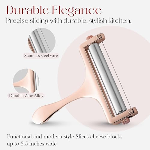 Image of Bellemain Stainless Steel Wire Cheese Slicer with 2 Extra Wires, Rose Gold